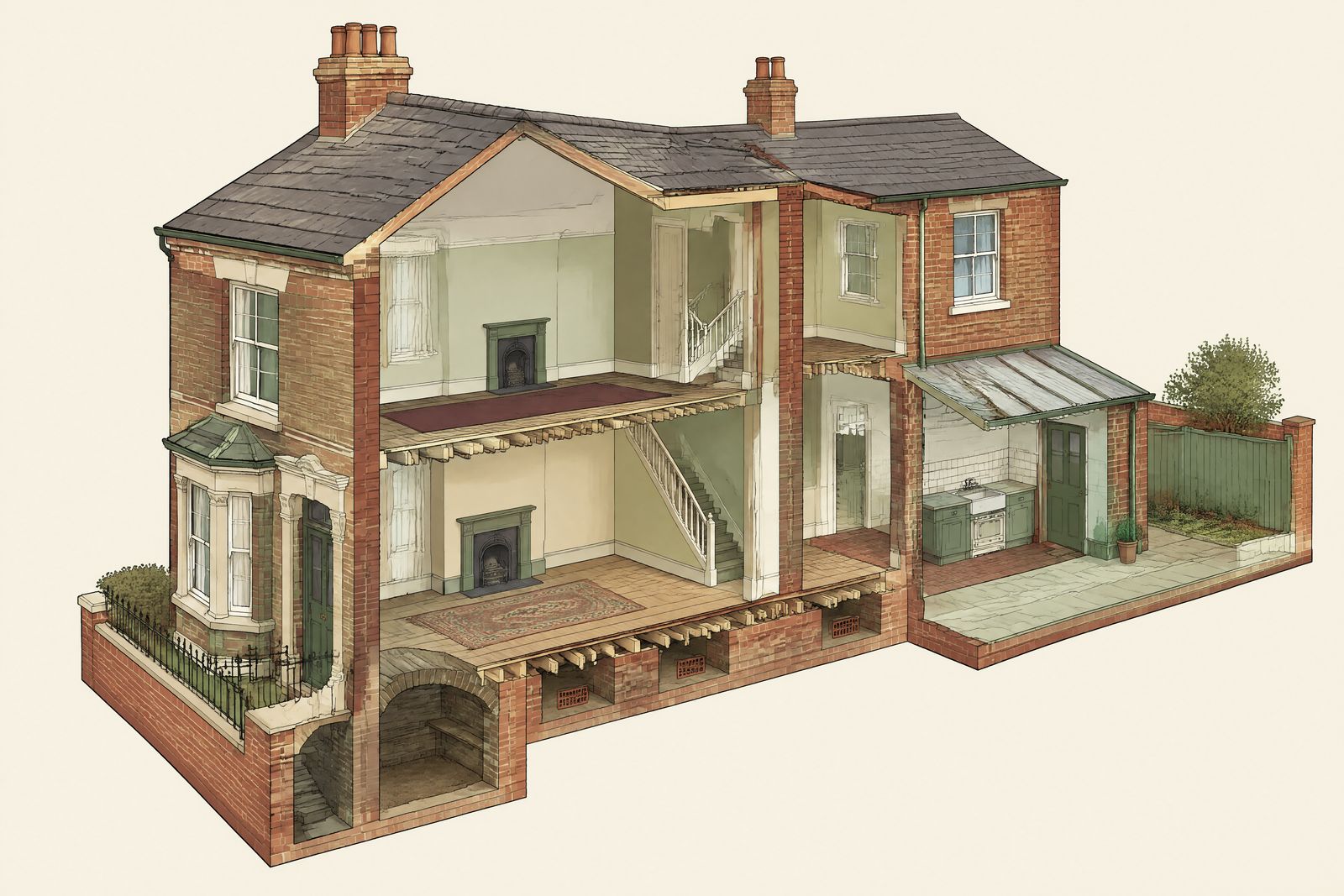 Victorian terrace cutaway