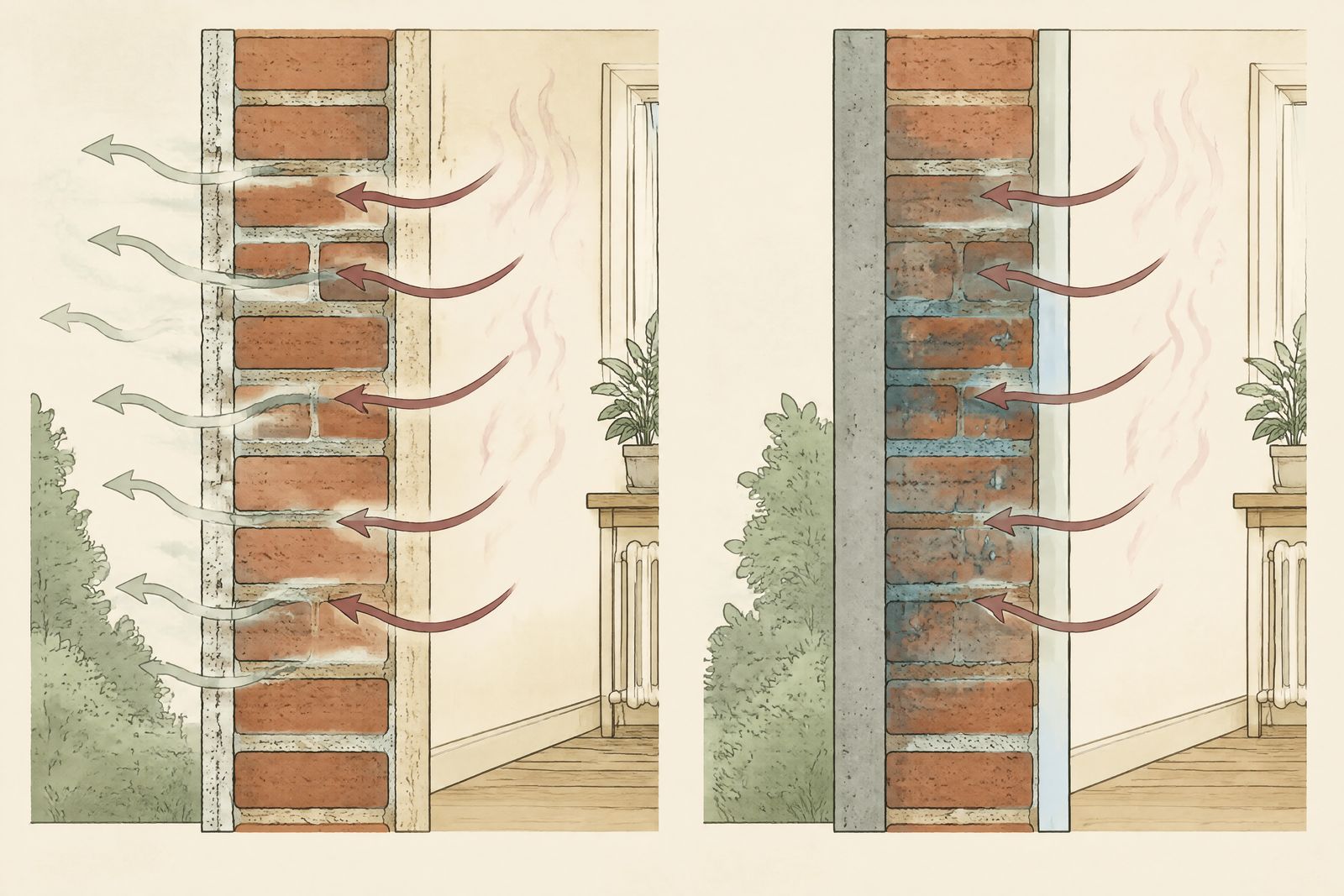 How a solid wall breathes